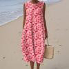 Women's Fashion Casual Sleeveless Round Neck Floral Elegant Temperament Dress