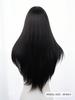 Ashely Black Brown Synthetic Heat-Resistant Straight Hair Wigs with Bangs Suitable for Daily Use Natural and Realistic False Wig