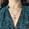 Серебряный крестик с сапфиром nano 1.095ct, фианитами (2206576)
