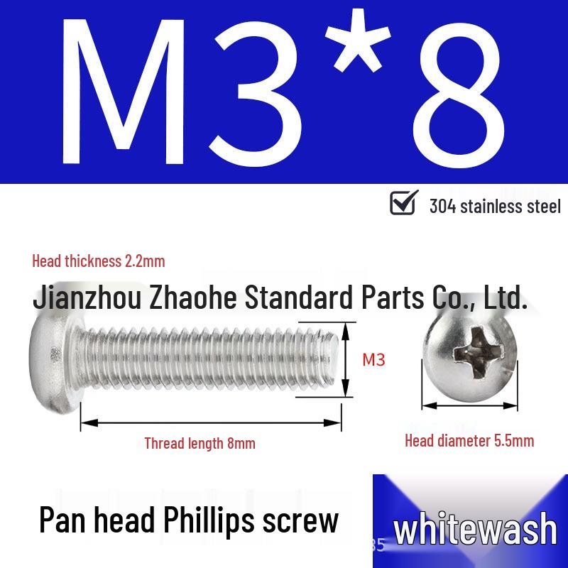 304 Stainless Steel Phillips Pan Head Machine Screw