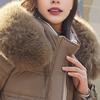 Winter Women Cotton Jacket with Hood Neck Protection Long Sleeves Pockets Mid-calf Length Zipper Closure Padded Coat Solid Color Windproof Outwear