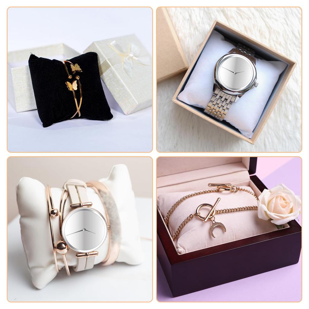 uxcell Bracelet Watch PU Leather Jewelry Display Bangle Cushion for Display and 90mm X 10 Pieces Pillow, Pillow, Storage, 80mm, White,