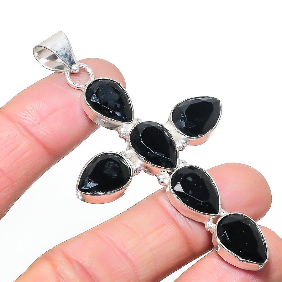Natural Black Spinel Gemastone 925 Sterling Silver Jewelry Pendant 2.99 AP-14551