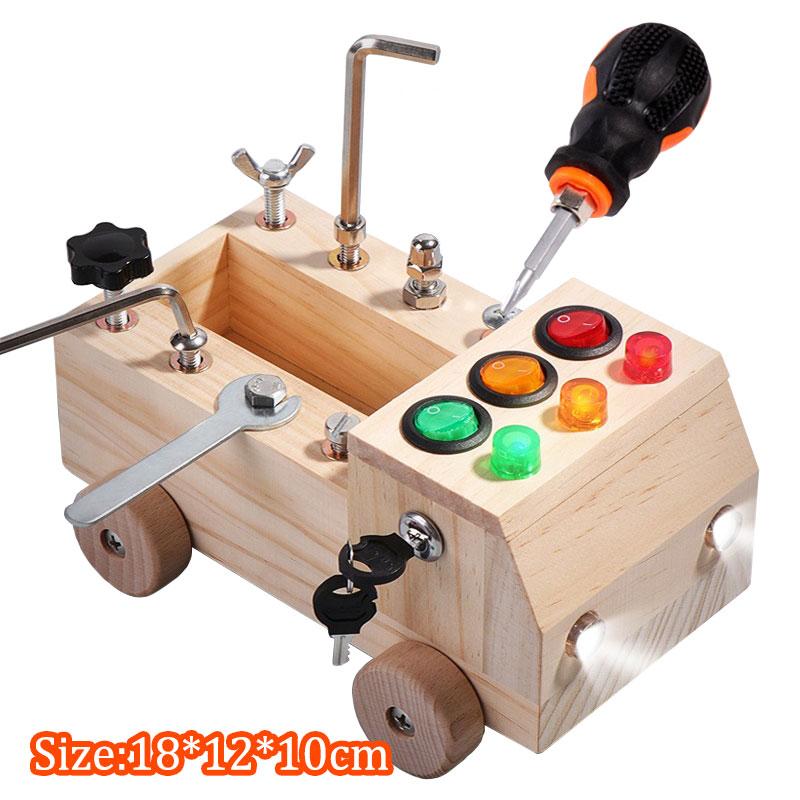 Montessori Busy Board Barneleker Led lysbryter Simulere bilratt Reiseaktiviteter Sansespill Pedagogiske leker