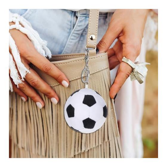 PACKOVE Soccer Ball Key Chain Plush Toy Sports Keychain Bag Charm for Women Boys Gift 3.5 Inch Lightweight 50G