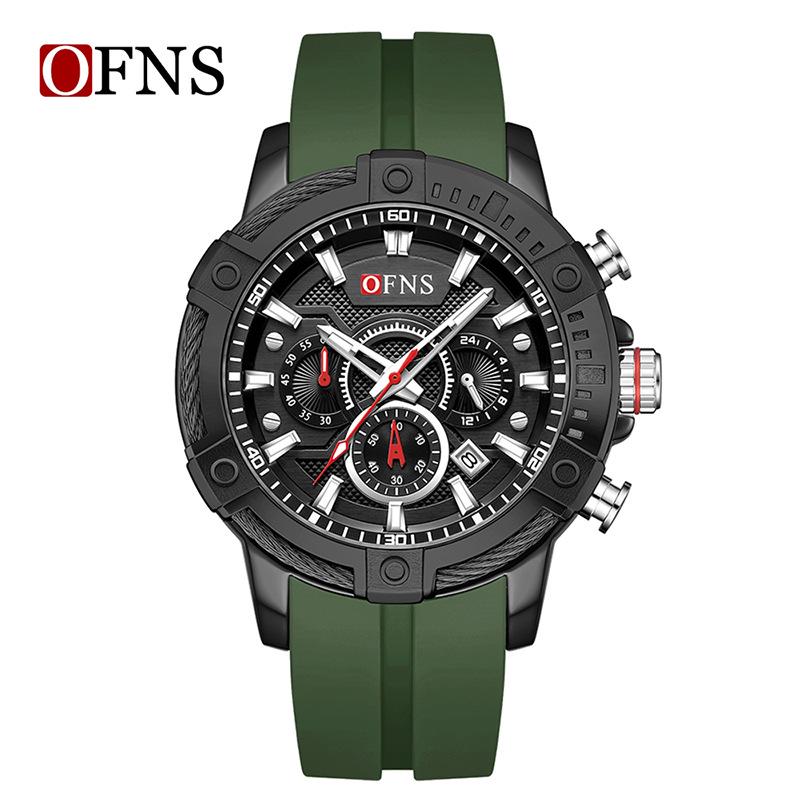 OFNS Men's Luminous Quartz Sports Wristwatch - Fashionable, Waterproof, Three-Hand Display