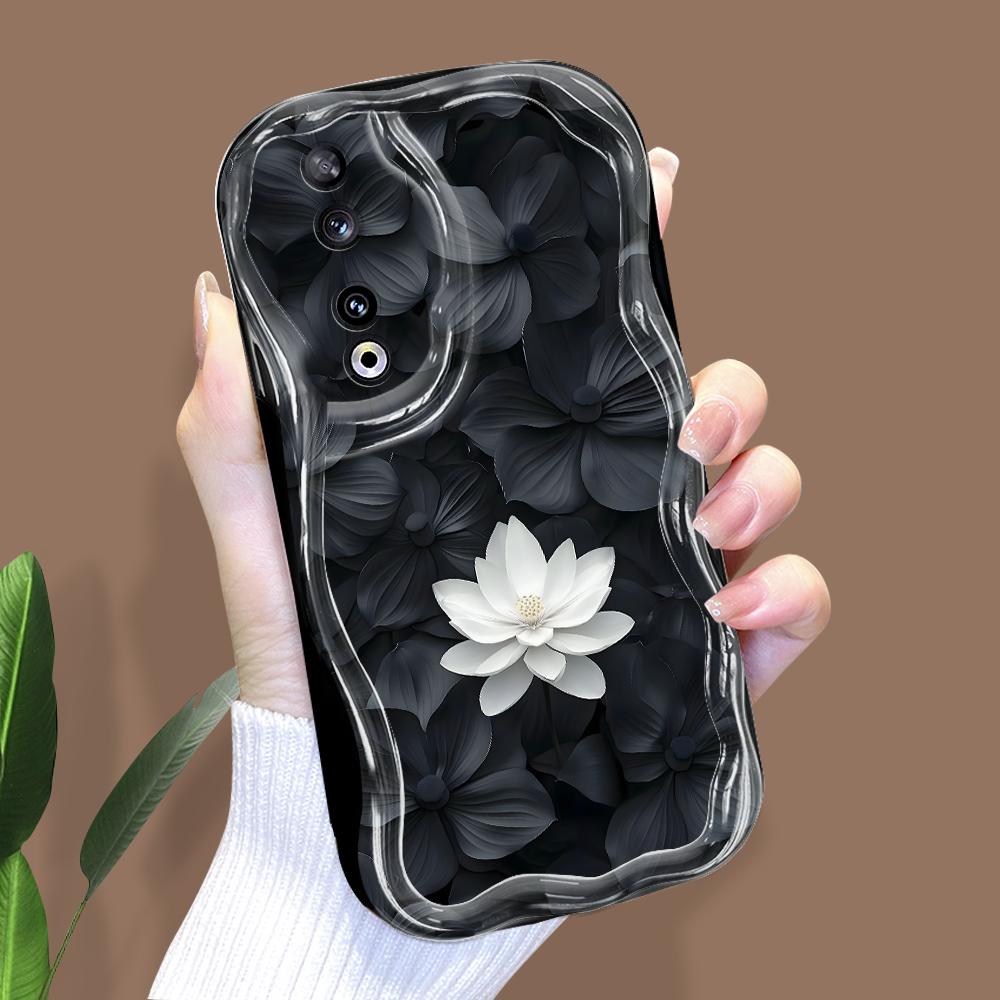 Roztomilý kreslený vzor krémová textura pouzdro vlnitý okraj měkký silikonový kryt pouzdro na telefon pro Huawei Honor Infinix Tecno iPhone