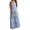 Women's Strapless Long Dress Fashion Sleeveless Tiered Hem Tube Dress Summer Beach Dress