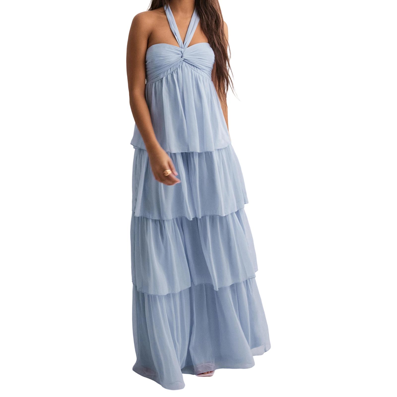 

Women s Strapless Long Dress Fashion Sleeveless Tiered Hem Tube Dress Summer Beach Dress XL коралові червоний колір