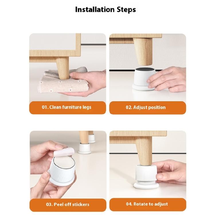2Pcs Antislip Adjustable Furniture Leg Pads Sofa Table Leveling Feet Furniture Support Pads Height Adjustable Table Feet