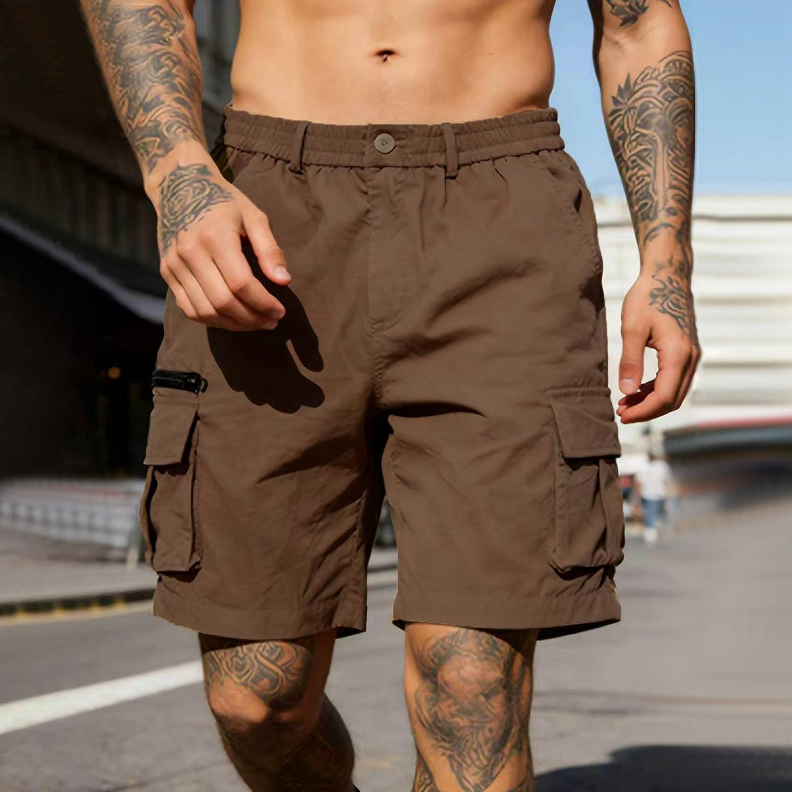 Men s Five-pocket Pants, Straight-leg Work Shorts XL кофейный