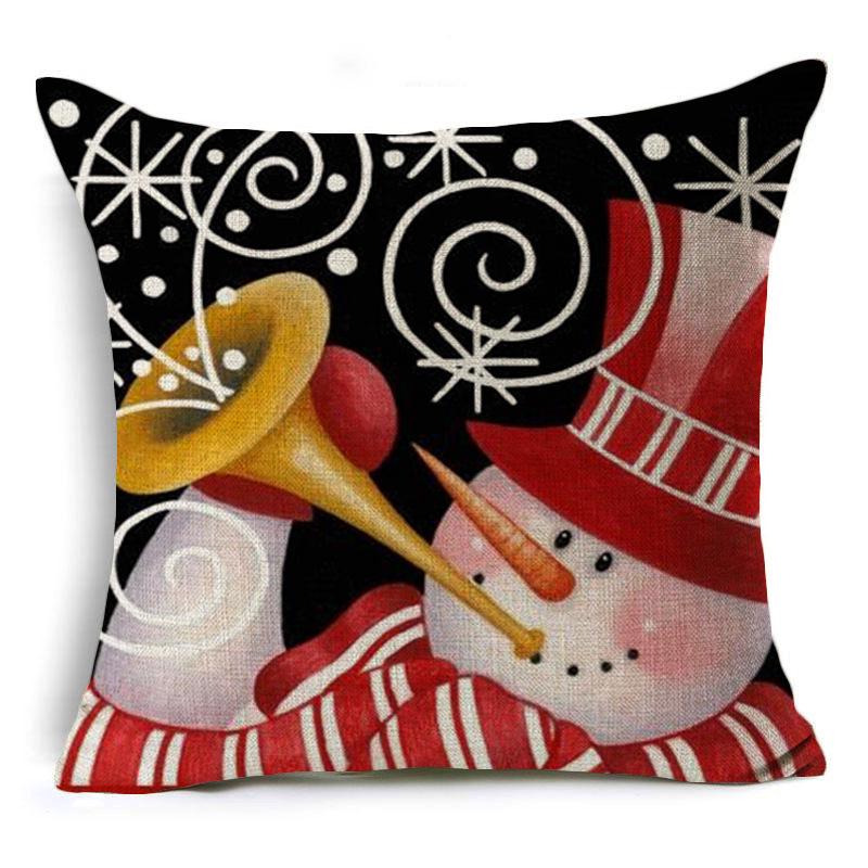 Christmas Merry Christmas Snowman Linen Pillow Case Office Cushion
