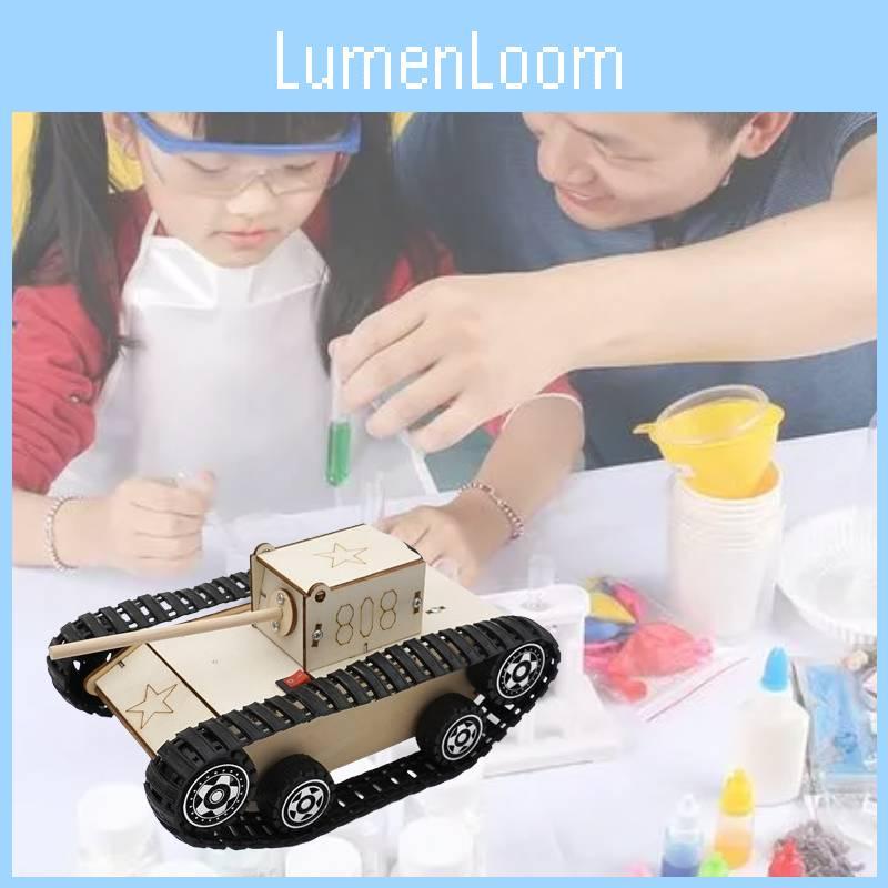 Children's Diy Science And Technology Electric Tracked Tank Vehicle Wooden Material Customizable Educational Assembly Kit