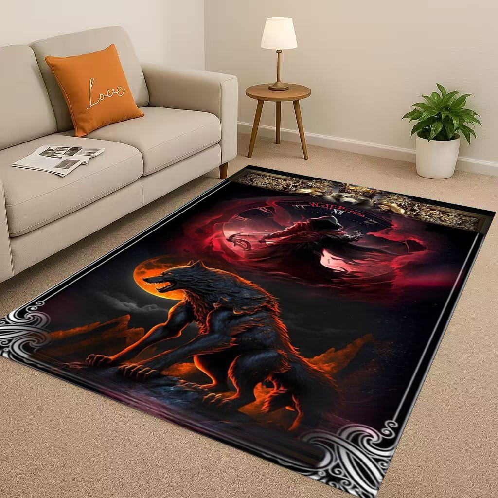 3D Nordic Viking Totem Vegvisir Rune Valhalla Valknut Living Room Non Slip Area Rug Soft Carpet for Bedroom Sofa,Home Doormat