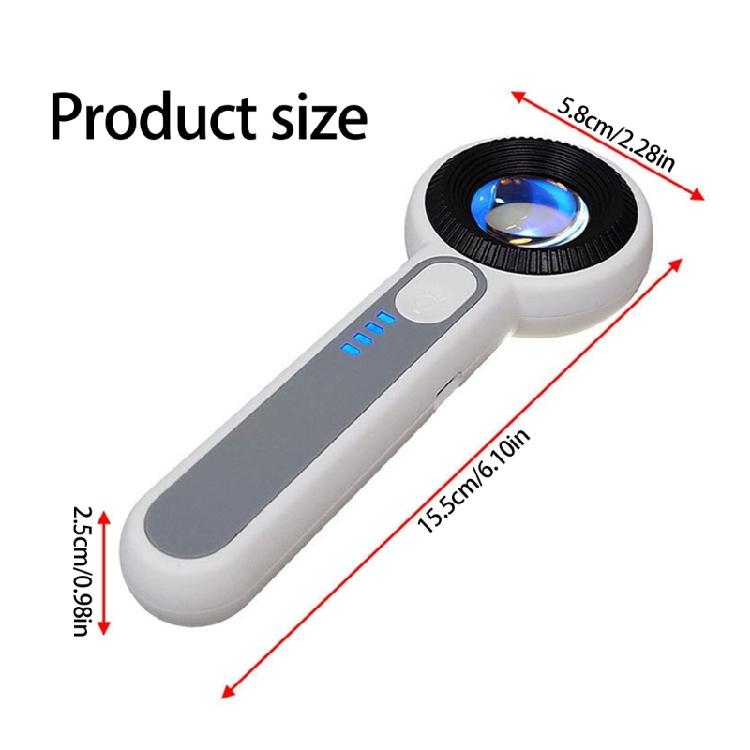 Practical Rechargeable Jewelry Magnifying Glass with High Power Lens and Light Functionality Handheld Loupe ABS Texture