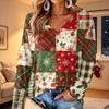 Women's V-Neck Long Sleeve Lightweight Top with Christmas Print for Spring and Summer