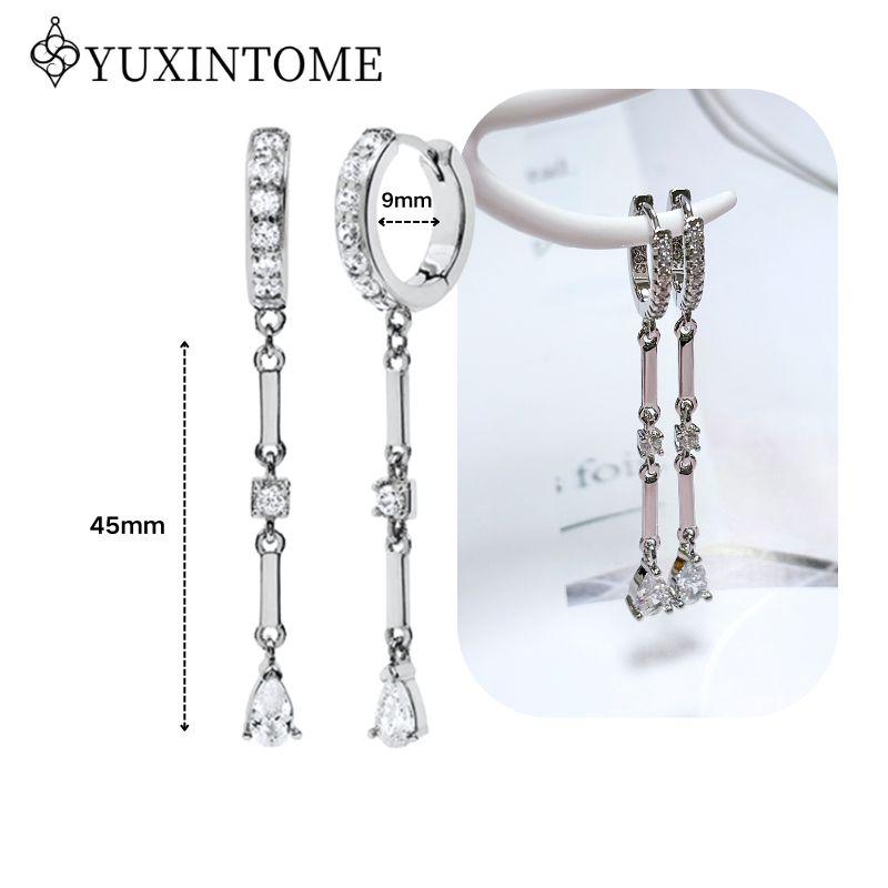 925 Silver Ear Needle Crystal White Zircon Silver Series Tassel Drop Earrings Luxury Fashion Party Jewelry Accessories