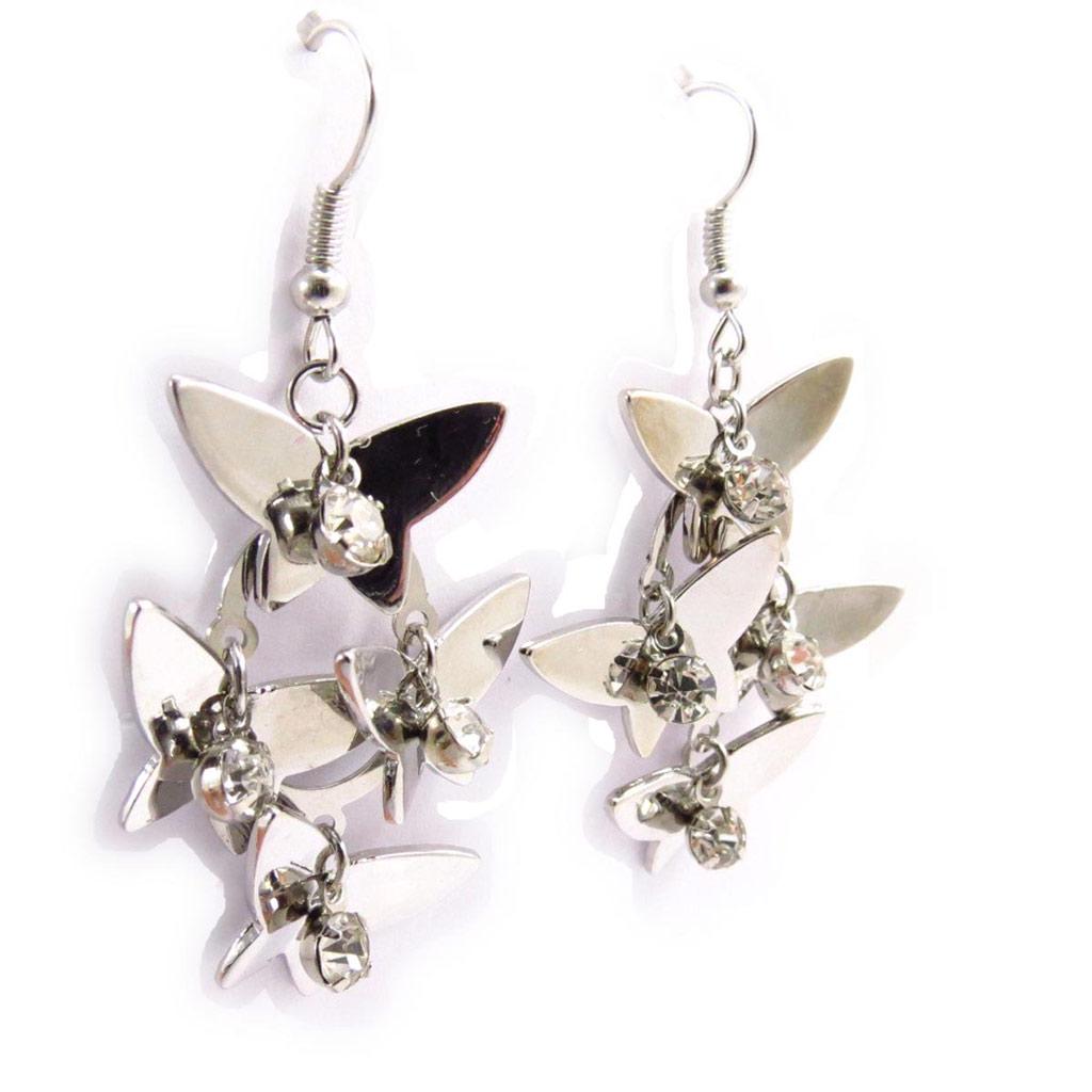Les Trésors De Lily [J6724] - Boucles Créateur 'Papillons' argenté
