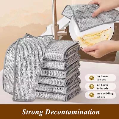 3/5Pcs Wire Cleaning Cloth Double-sided Thickened Metal Silver Wire Rags Kitchen Dish Pot Washdishing Cloths Towel Clean Tools