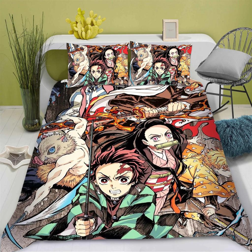Demon Slayer: Kimetsu no Yaiba Duvet Cover Set Bedding Comforter Sets King Size 3D Children'S Bedding Set