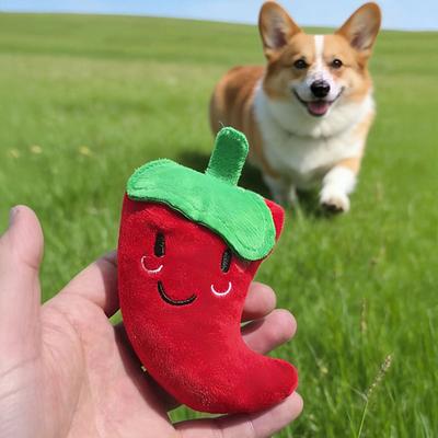 Plush Chilli Dog Toy Squeaky Dog ??Chew Toy Interactive Soft Stuffed Pepper Teething Toy for Puppy Cat Teeth Cleaning Anxiety Relief
