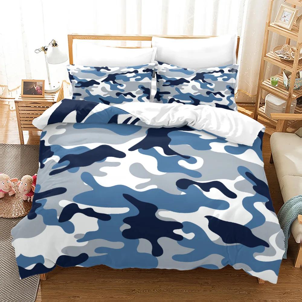 3PCS Single-sided Printed Series Camouflage Russian Printing Duvet Cover BeddingSet Comfortable Breathable Sheet  Comforter