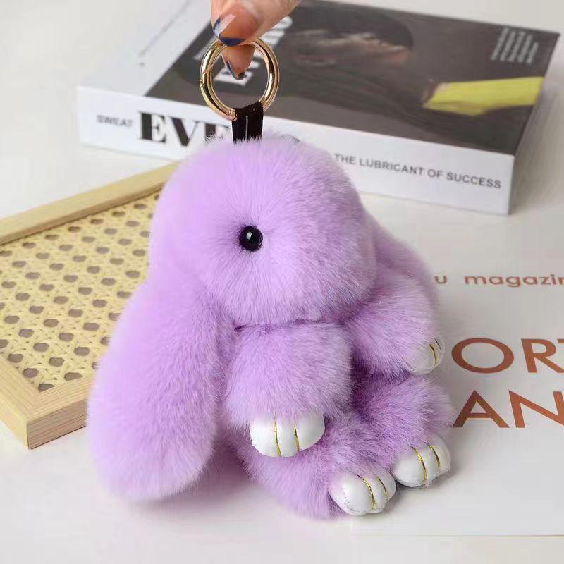 Mengmengtu Plush Rabbit Charm - Cute Faux Fur Keychain Pendant