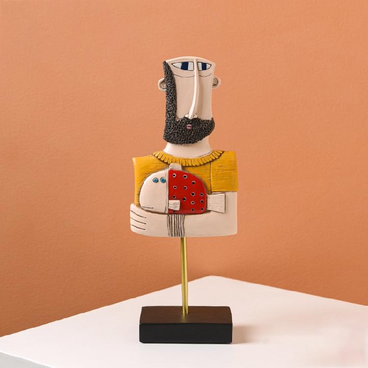 Face Art Statue Sculpture Resin Handmade Carving Figurine Study Studio Room