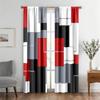 2KS Abstraktní geometrické pruhy obdélníky červená černá Moderní Zastiňovací závěsy do obývacího pokoje ložnice okenní závěs dekor
