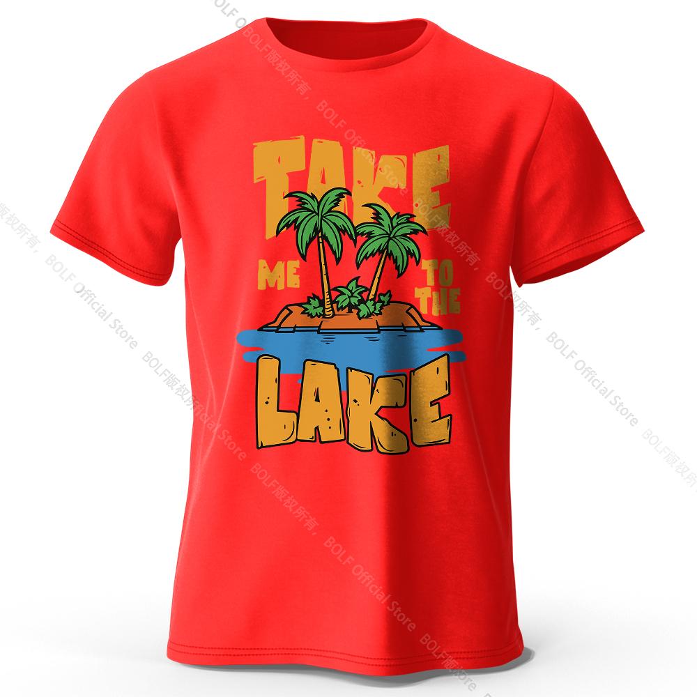 Take Me To The Lake Printed T-Shirt 100% Cotton Oversized Nature Graphic Tees for Men Women Summer Tops Lakeside Streetwear
