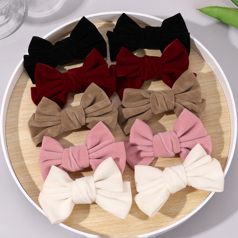 10Pcs/Set New Velvet Bow Hair Clips Multicolor Cute Ribbon Hairpins For Girls Children Women Fashion Headdress Hair Accessories