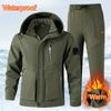 Autumn Workmanship Suit Men's Plus Velvet Thickened Windproof Waterproof and Warm Outdoor Mountaineering Suit Casual 2-piece Suit