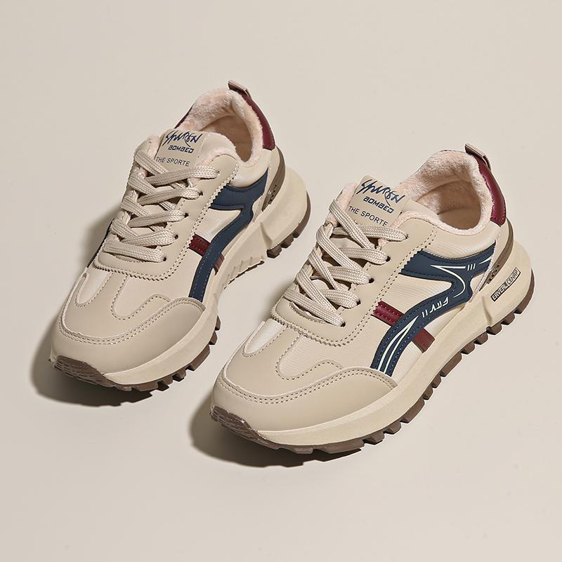 CRLAYDK Chunky Sneakers for Women Fashion Thin Fur Lined Winter Shoes Platform Ladies Casual Walking Sport Shopping Tennis