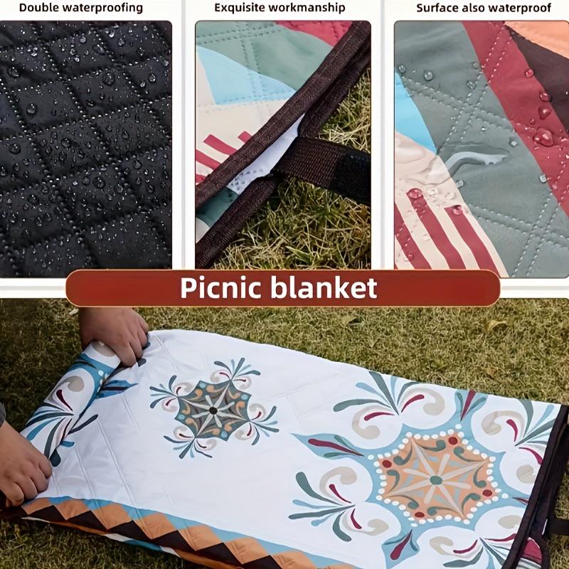 Lett Bærbar Utendørs Piknikpledd | Slitesterk Polyester Strandmatte med Stilig Geometrisk Design | for Camping, Grill, Fotturer og Reiser