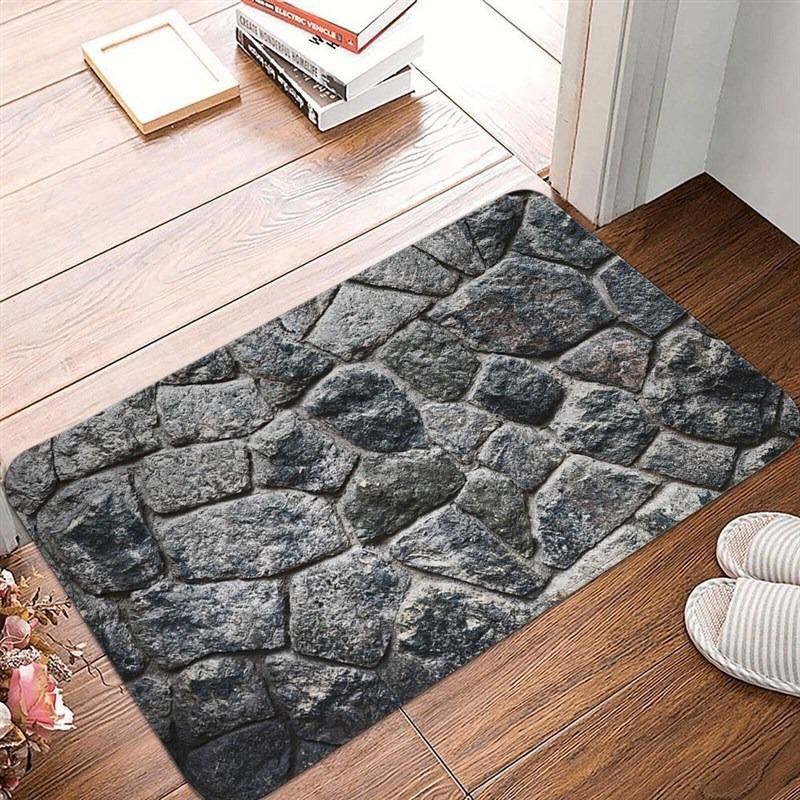 Welcome Mat Geometric Cobblestone Printed Bedroom Kitchen Balcony Area Rug Soft Anti-Slip Living Room Carpet Home Decoration
