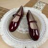 Fashion Flat Shoes Women's Spring Summer Casual Mary Jane Shoes Retro Shallow Round Toe Patent Leather Large Size Women's Shoes 42 43