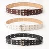 New Air Eye Belt for Women European and American Rivets Versatile Women's Belt Punk Double-row Pin Buckle Jeans Belt