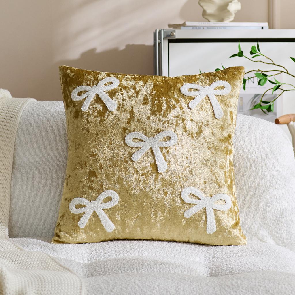30x50/45x45cm Velvet Sofa Pillowcase Cojines Bowknot Cute Solid Color Pillow Cover Headboard Cushion Covers Decoration Home