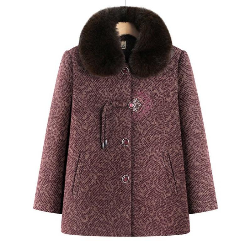 

Зимнее бархатное пальто из норки для пожилой женщины среднего возраста, бабушкино зимнее пальто для пожилой матери, имитация норки 5XL [recommended 150-80kg] фиолетовый