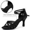Latindansskor för kvinnor Satin Ballroom Performance Dansskor 7CM Klack