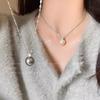 Single Gray Pearl Zircon Pendant Necklace Women's Autumn and Winter Niche High-end Collarbone Chain Simple Necklace Accessory