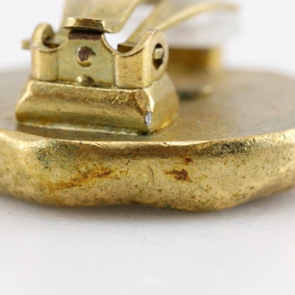 CHANEL COCO Mark Earring vintage black Plated Gold 23.1g Women Used