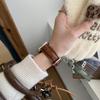 Oiled Glossy Genuine Leather Bracelet For Apple Watch Band S11/10/9/8/7/6/5/Ultra iWatch Strap 49/46/45/44/42/41/40/38mm Casual