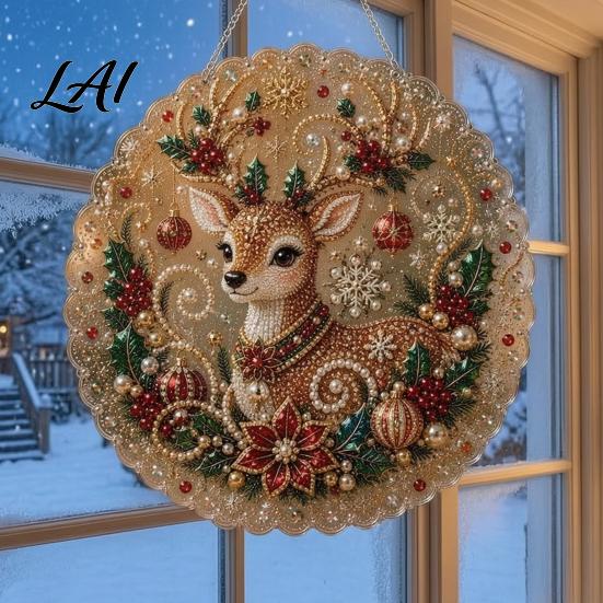 Handgefertigte Festliche Ornamente Materialien Weihnachten Kunstperlen Malerei Sonnenfänger-Set Niedlicher Weihnachtsmann Schneemann Baum 3D Perlen DIY Kunst-Set Ornament Feiertag