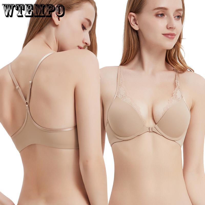 

French Style Front Button Bra Women s Summer Collection Women s Sexy Lingerie Gathered Lace Breathable Bra 32/70A