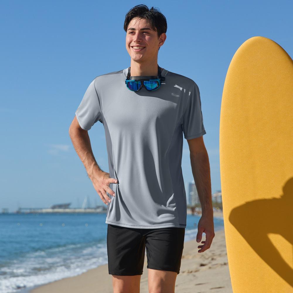 CHARMLEAKS Mens Rash Guards Short Sleeve Quick Drying Rash Vest UPF 50+ Breathable Stretchy T-Shirt
