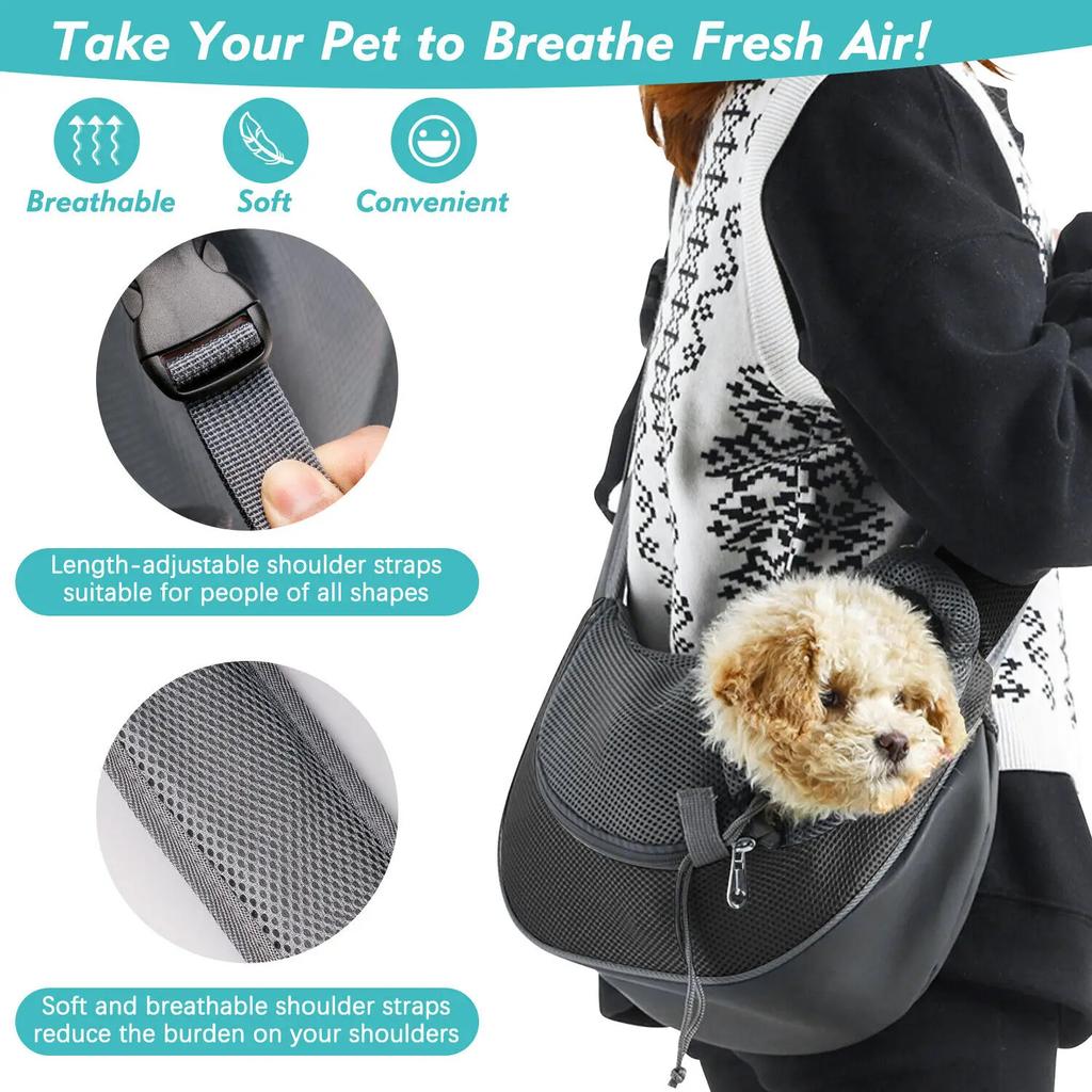 1pc Pet Bag Cat Dog Travel Portable Cross Body Sling Bag Breathable Mesh Pet Backpack Pet Supplies Crossbody Shoulder Bag