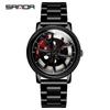 Sanda Men's Creative Wheel Quartz Watch - Trendy Rotating Waterproof Wristwatch