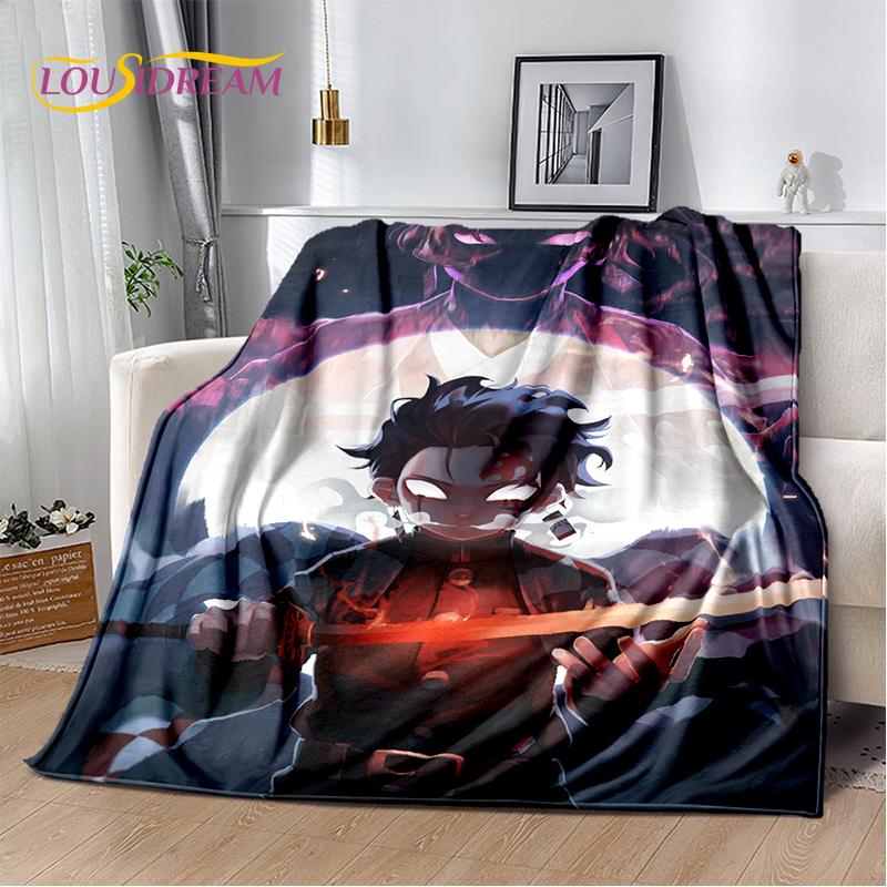 3D Demon Slayer Anime Kamado Nezuko Tanjirou Cartoon Blanket Soft Throw for Home Bedroom Bed Sofa Picnic Cover Child
