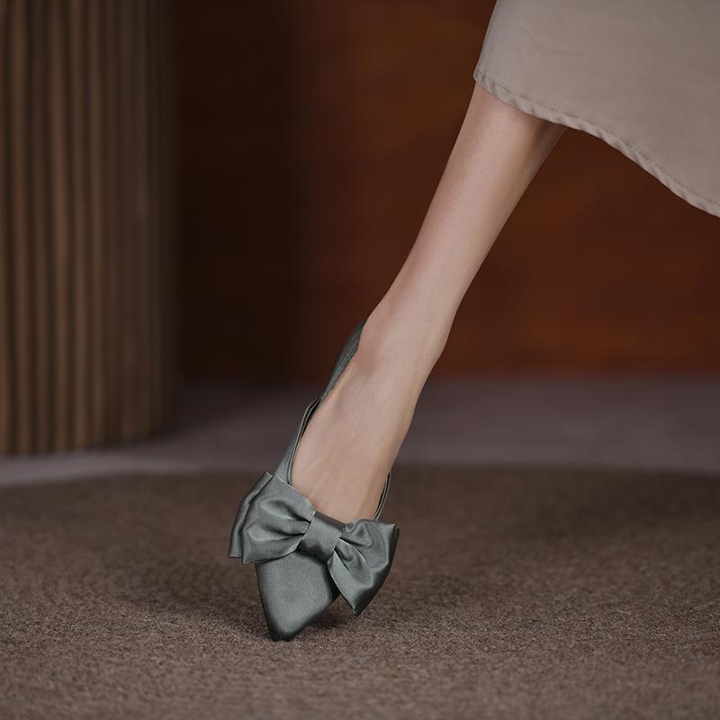 New Sandals Women's Summer 2024 Mujer Pointed Sandals Fashion Butterfly-knot Flat Shoes Women Retro Breathable Slip-on Sandals